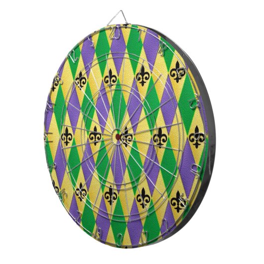 Mardi Gras Harlequin Fleur De Lis Dartbord (Voorkant Rechts)