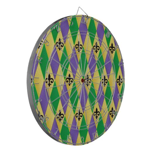 Mardi Gras Harlequin Fleur De Lis Dartbord (Voorkant Links)