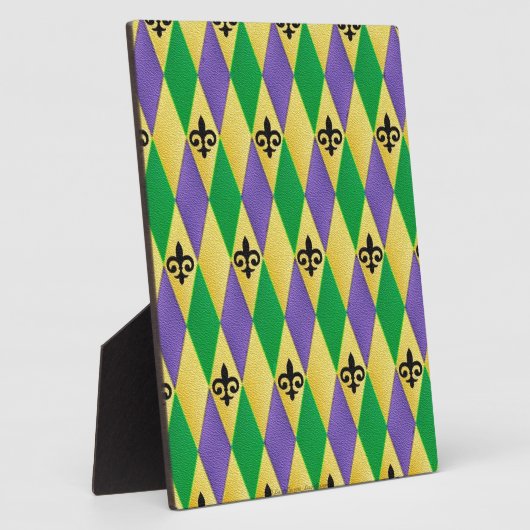 Mardi Gras Harlequin Fleur De Lis Fotoplaat (Zijkant)