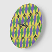 Mardi Gras Harlequin Fleur De Lis Grote Klok (Hoek)