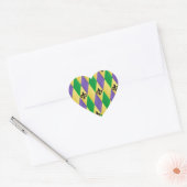 Mardi Gras Harlequin Fleur De Lis Hart Sticker (Envelop)