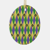 Mardi Gras Harlequin Fleur De Lis Keramisch Ornament (Rechts)