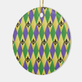 Mardi Gras Harlequin Fleur De Lis Keramisch Ornament (Links)