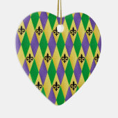 Mardi Gras Harlequin Fleur De Lis Keramisch Ornament (Rechts)