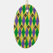 Mardi Gras Harlequin Fleur De Lis Keramisch Ornament (Rechts)