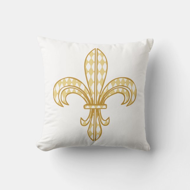 Mardi Gras Harlequin Fleur De Lis Kussen (Voorkant)