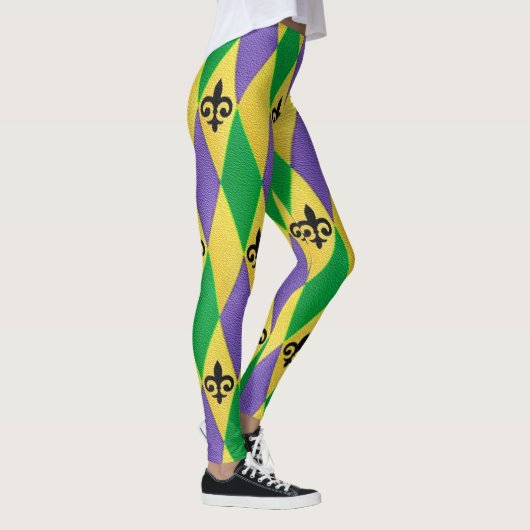Mardi Gras Harlequin Fleur De Lis Leggings (Rechts)