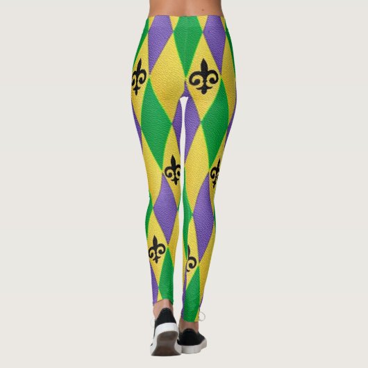 Mardi Gras Harlequin Fleur De Lis Leggings (Achterkant)