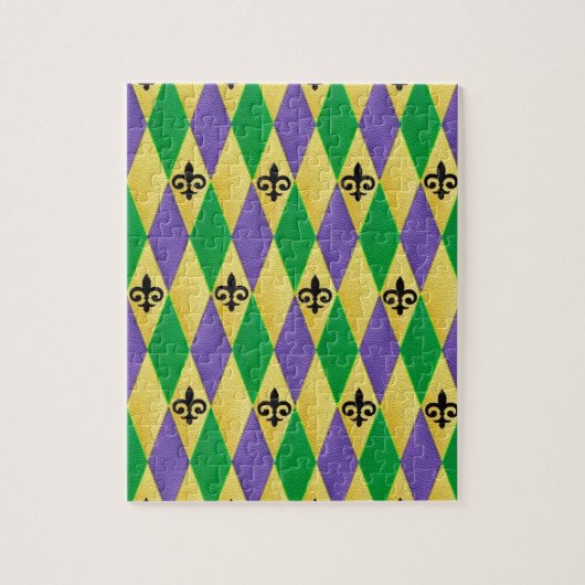 Mardi Gras Harlequin Fleur De Lis Legpuzzel (Verticaal)