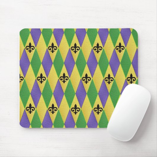 Mardi Gras Harlequin Fleur De Lis Muismat (Met muis)