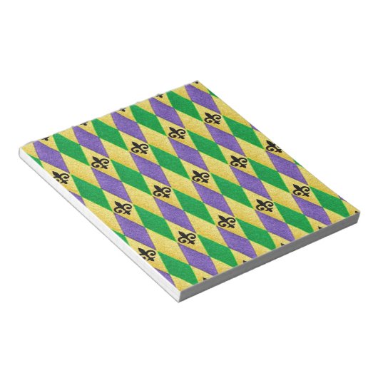 Mardi Gras Harlequin Fleur De Lis Notitieblok (Schuin)