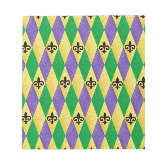 Mardi Gras Harlequin Fleur De Lis Notitieblok (Voorkant)
