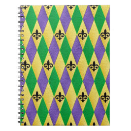 Mardi Gras Harlequin Fleur De Lis Notitieboek