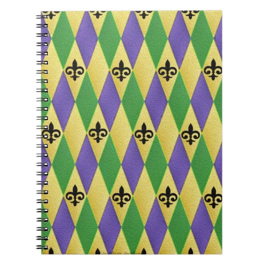 Mardi Gras Harlequin Fleur De Lis Notitieboek (Voorkant)