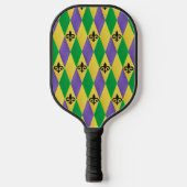 Mardi Gras Harlequin Fleur De Lis Pickleball Paddle (Voorkant)