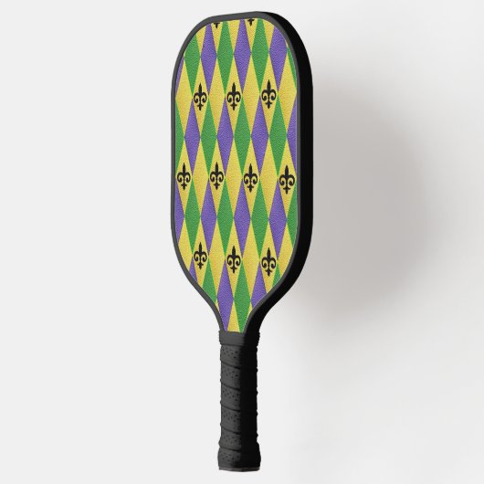 Mardi Gras Harlequin Fleur De Lis Pickleball Paddle (Links)