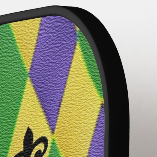 Mardi Gras Harlequin Fleur De Lis Pickleball Paddle (Links Detail)