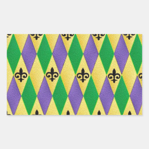 Mardi Gras Harlequin Fleur De Lis Rechthoekige Sticker