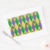Mardi Gras Harlequin Fleur De Lis Rechthoekige Sticker (Envelop)