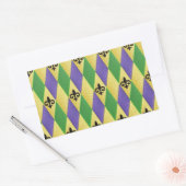 Mardi Gras Harlequin Fleur De Lis Rechthoekige Sticker (Envelop)