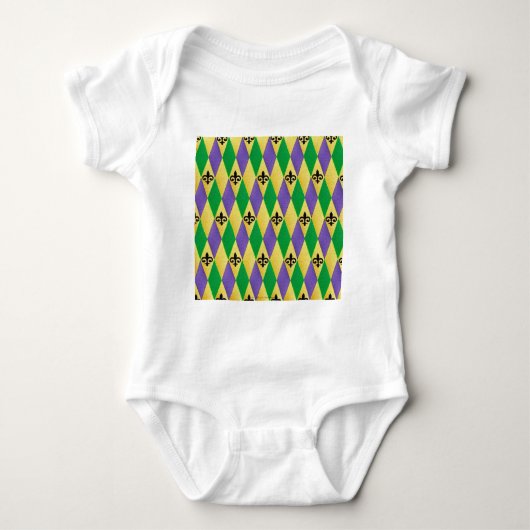 Mardi Gras Harlequin Fleur De Lis Romper (Voorkant)