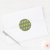 Mardi Gras Harlequin Fleur De Lis Ronde Sticker (Envelop)