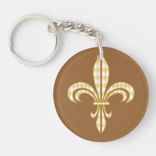 Mardi Gras Harlequin Fleur De Lis Sleutelhanger (Voorkant)