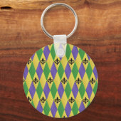Mardi Gras Harlequin Fleur De Lis Sleutelhanger (Voorkant)