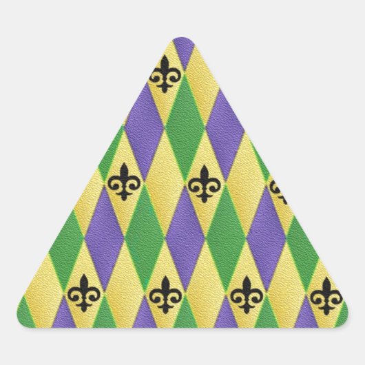 Mardi Gras Harlequin Fleur De Lis Sticker (Voorkant)