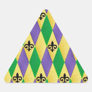 Mardi Gras Harlequin Fleur De Lis Sticker
