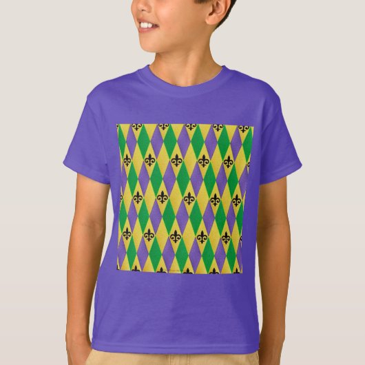 Mardi Gras Harlequin Fleur De Lis T-shirt (Voorkant)