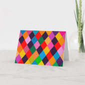 MARDI GRAS HARLEQUIN MOTIEF Kleurrijke Ruit Kaart (Voorkant)