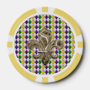 Mardi Gras Harlequin Patroon 2 met Fleur de Lis Poker Chips