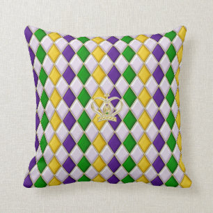 Mardi Gras Harlequin Patroon 3 met kroon Kussens