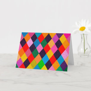 MARDI GRAS HARLEQUIN PATROON Kleurrijke Rhombi Ka Kaart