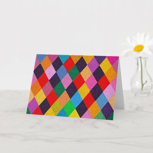 MARDI GRAS HARLEQUIN PATROON Kleurrijke Ruit  Kaar Kaart (Kleine Plant)