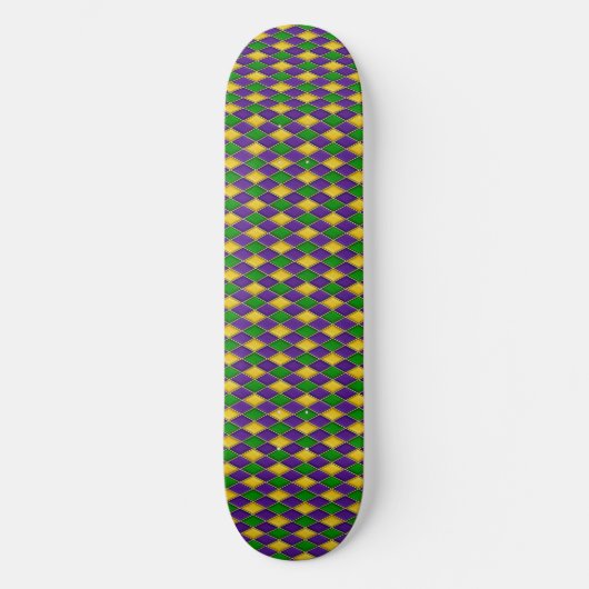Mardi Gras Harlequin Patroon Schaats Deck - donker Skateboard (Voorkant)