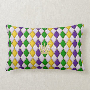 Mardi Gras Harlequin Pattern 3 w/crown Kussens