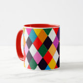 MARDI GRAS HARLEQUIN PATTERN Colorful Rhombi Mok (Voorkant links)