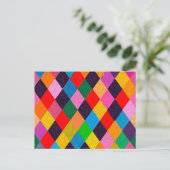 MARDI GRAS HARLEQUIN PATTERN kleurrijke Rhombi Briefkaart (Staand voorkant)
