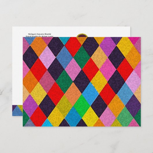 MARDI GRAS HARLEQUIN PATTERN kleurrijke Rhombi Briefkaart (Voorkant / Achterkant)