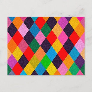 MARDI GRAS HARLEQUIN PATTERN kleurrijke Rhombi Briefkaart