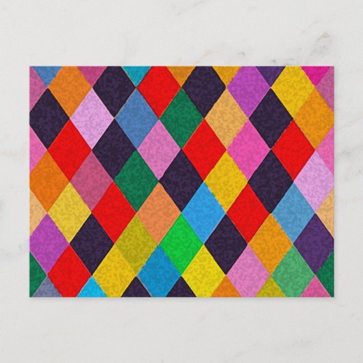 MARDI GRAS HARLEQUIN PATTERN kleurrijke Rhombi Briefkaart (Voorkant)
