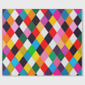 MARDI GRAS HARLEQUIN PATTERN kleurrijke Rhombi Cadeaupapier (Vlak)