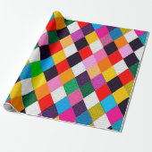 MARDI GRAS HARLEQUIN PATTERN kleurrijke Rhombi Cadeaupapier (Uitgerold)