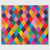 MARDI GRAS HARLEQUIN PATTERN kleurrijke Rhombi Cadeaupapier (Vlak)