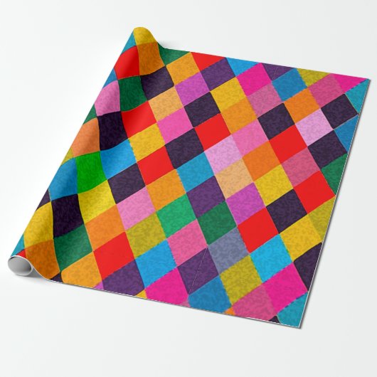 MARDI GRAS HARLEQUIN PATTERN kleurrijke Rhombi Cadeaupapier (Uitgerold)