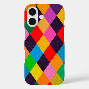 MARDI GRAS HARLEQUIN PATTERN kleurrijke Rhombi iPhone 16 Hoesje