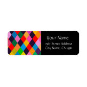 MARDI GRAS HARLEQUIN PATTERN kleurrijke Rhombi Etiket (Voorkant)