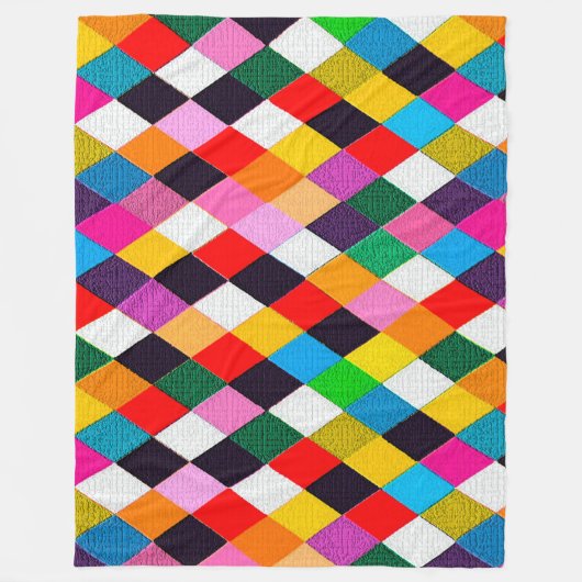 MARDI GRAS HARLEQUIN PATTERN kleurrijke Rhombi Fleece Deken (Voorkant)